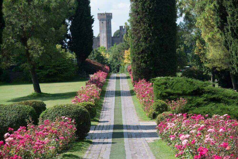 Viale delle Rose al Parco Giardino Sigurtà di Valeggio sul Mincio, vicino Verona